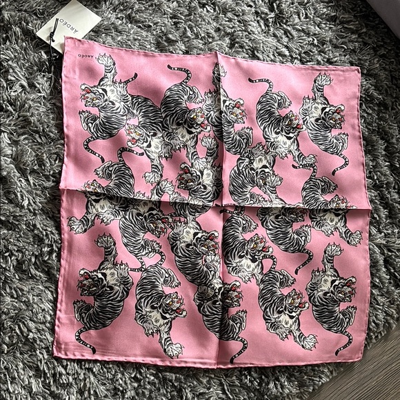 Ardeo Studios Pink Tiger Silk Scarf Sammi Jefcoate 45cm x 45cm - Picture 2 of 6